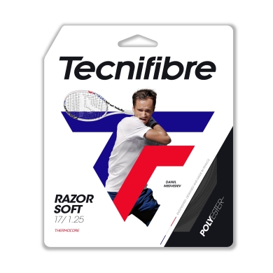 Besaitung mit Tennissaite Tecnifibre Razor Soft (Haltbarkeit+Allround) carbongrau